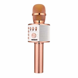 BONAOK Wireless Bluetooth Karaoke Microphone in rose gold color