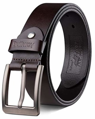 Buffway Mens Italian Leather Belt for dress and casual wear