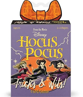 Funko Disney Hocus Pocus Tricks and Wits card game box featuring the Sanderson sisters