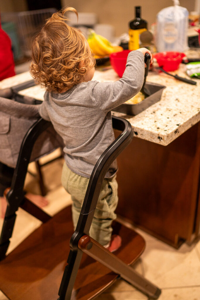Toddler Using Kitchen Helper Stand