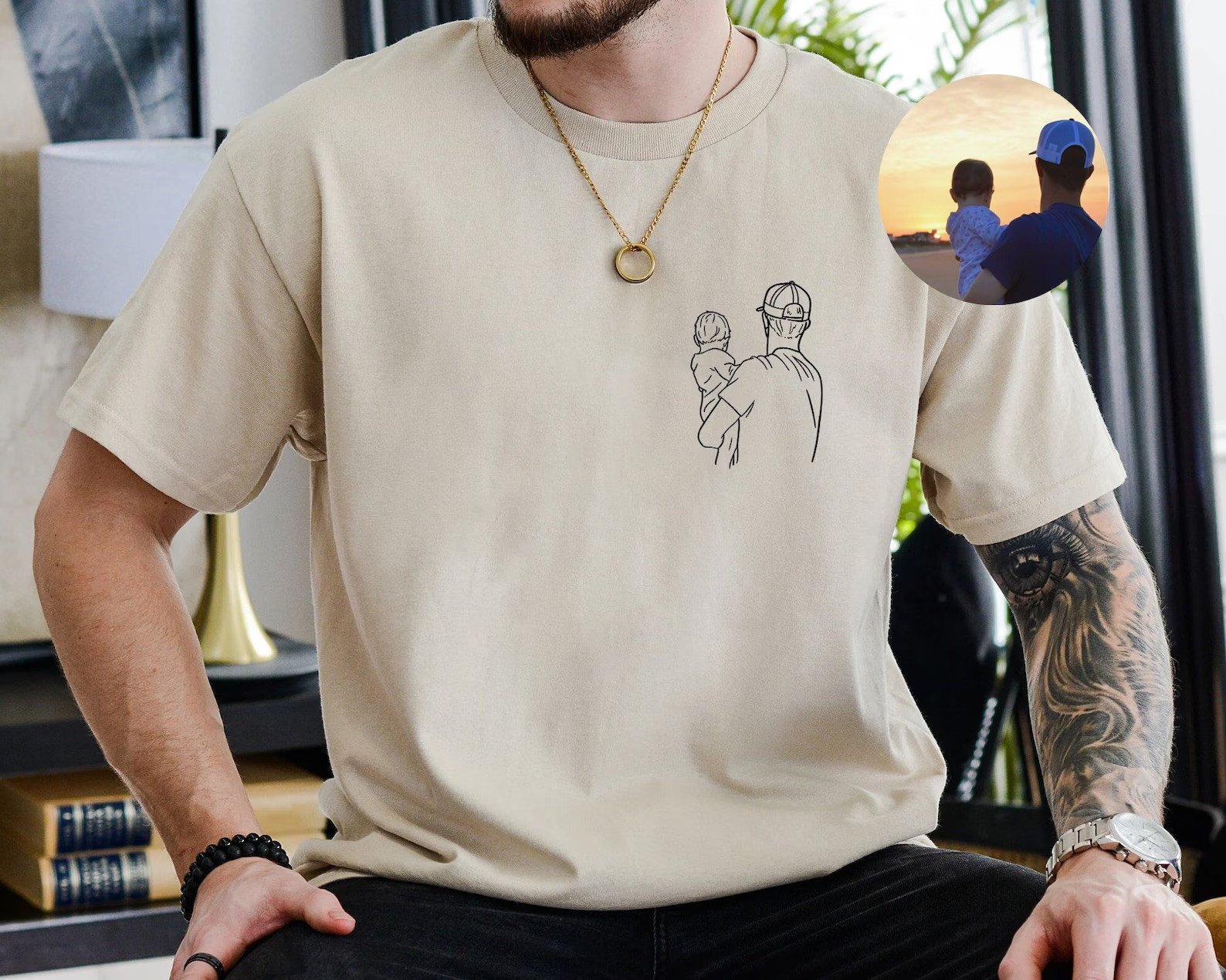 Custom photo shirt with child's face, a personalized and sentimental gift suggestion for dads