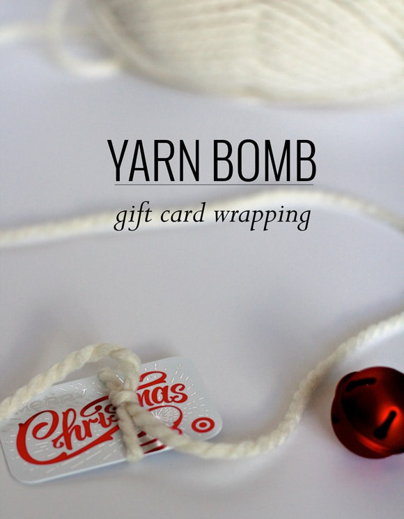Yarn bombs are a creative way to wrap a git card
