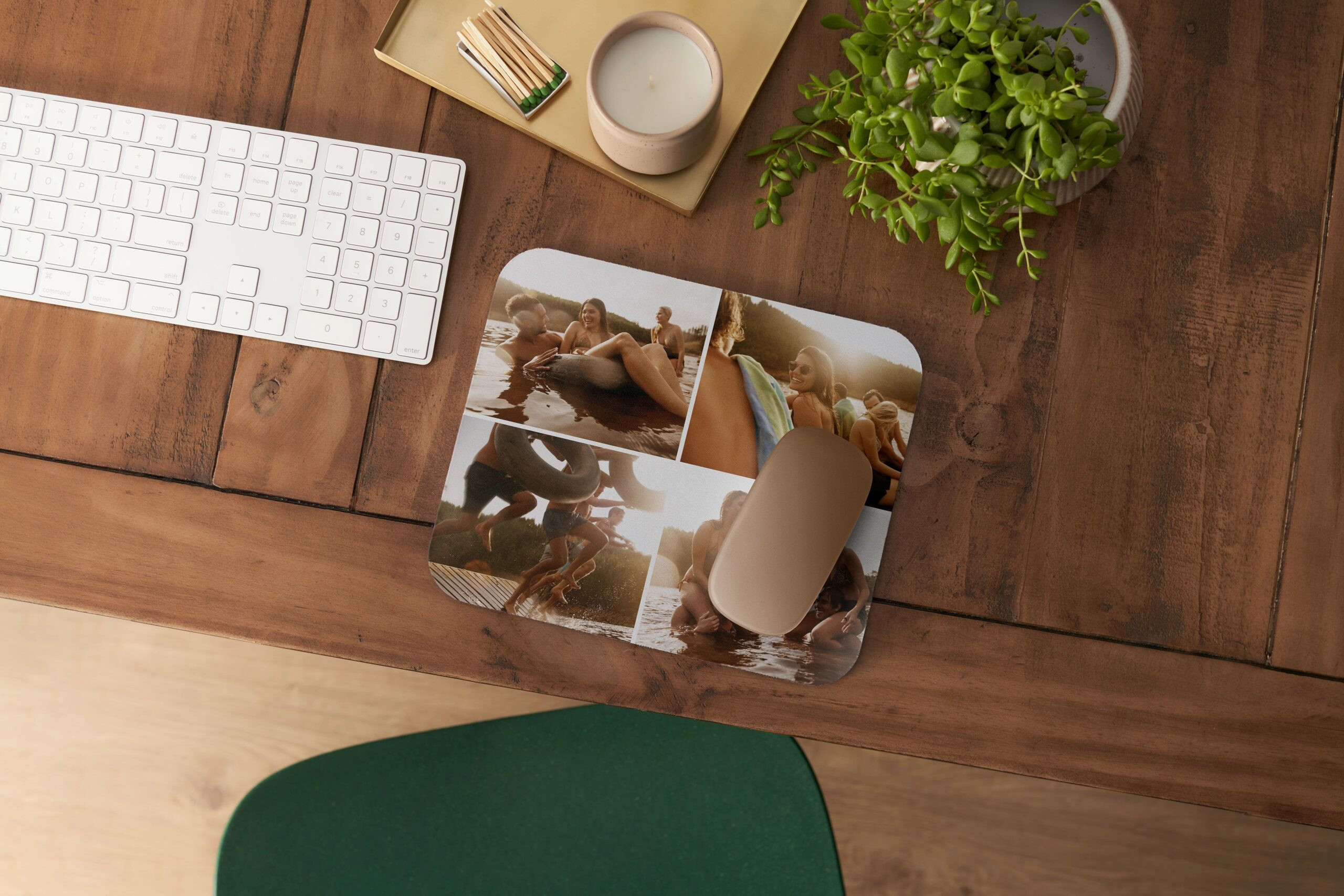 A Shutterfly custom mouse pad featuring photos, ideal for personalizing home office or work desk spaces.