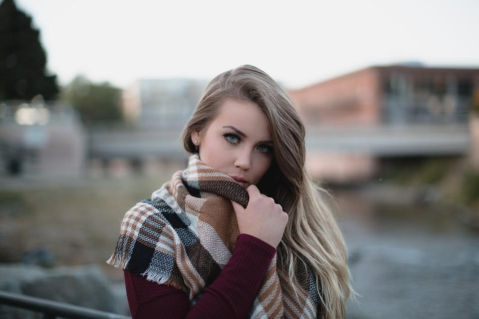 A woman with a scarf