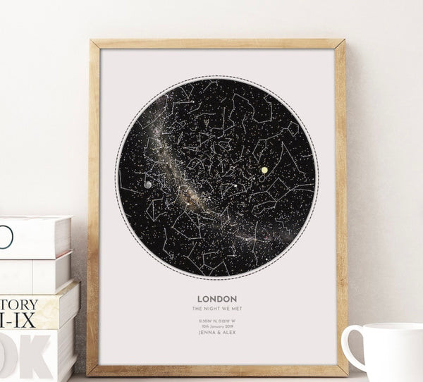 Custom star map print, a romantic and personalized christmas gift idea for boyfriend