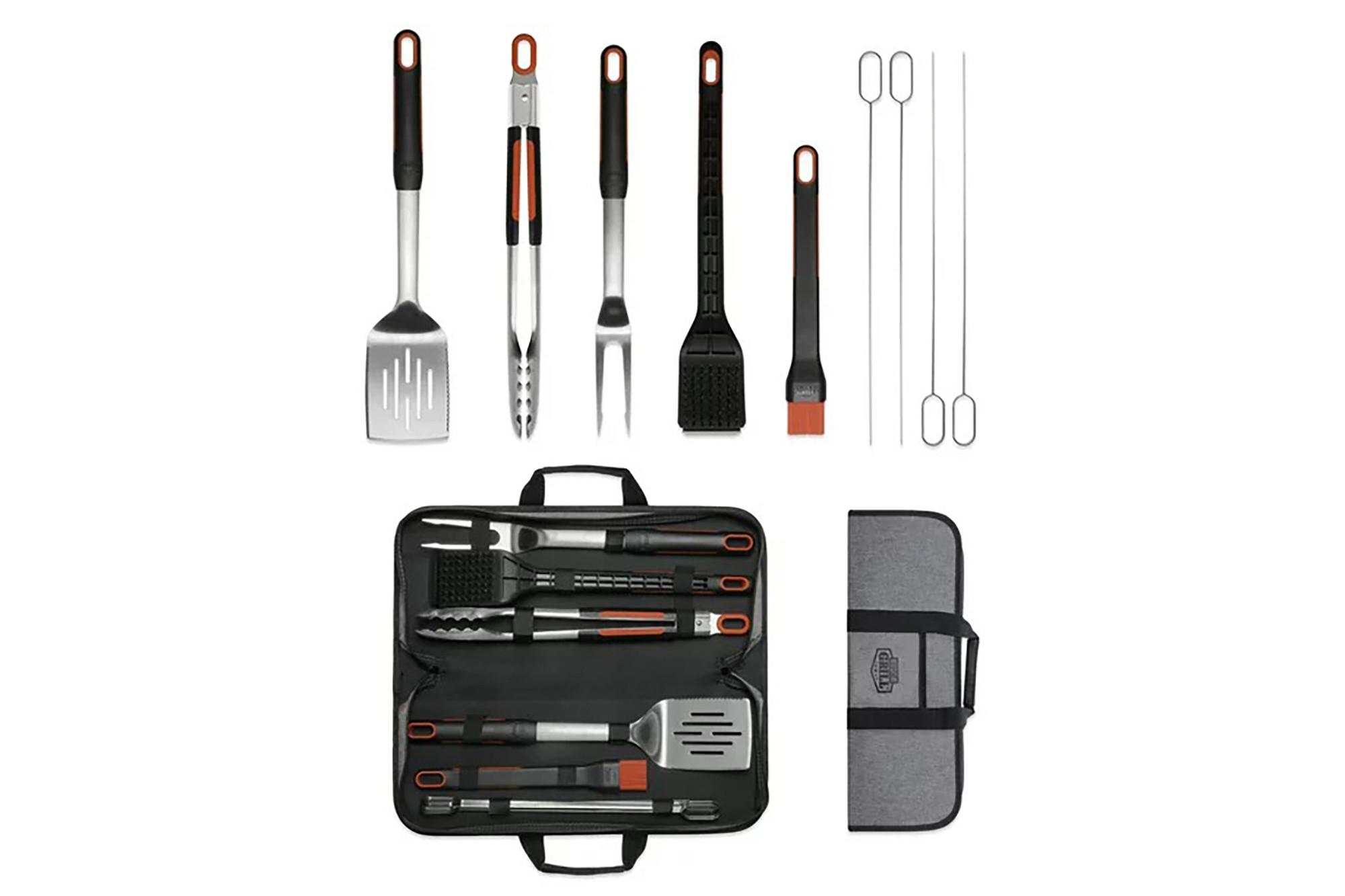Expert Grill stainless steel BBQ tool set neatly arranged in packaging