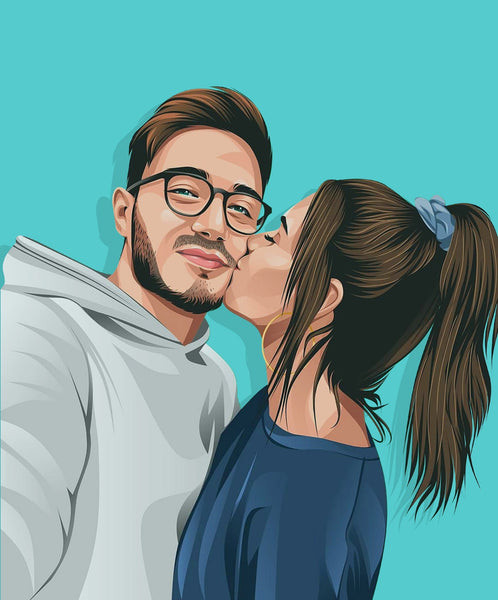 Custom Cartoon Portrait: A playful and romantic gift for wife, turning your photo into a fun and personalized artwork