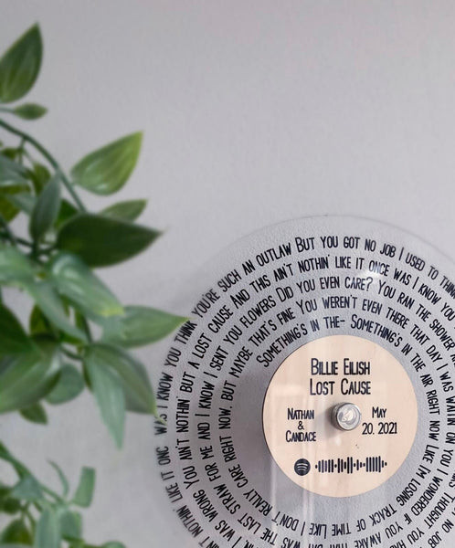 Customized Favorite Song Record: A romantic and nostalgic gift for wife, blending vinyl charm with personalized song lyrics and Spotify code