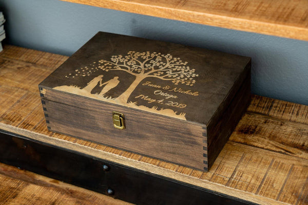 Rustic Engraved Wooden Treasure Box: A sentimental and romantic gift for wife, a keepsake box for cherished mementos