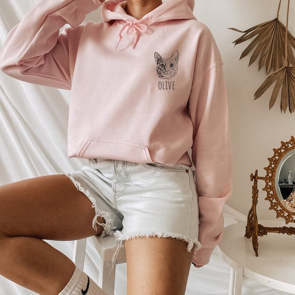 Customized Pet Hoodie: A romantic gift for pet-loving wives, personalized wearable art featuring their furry companion