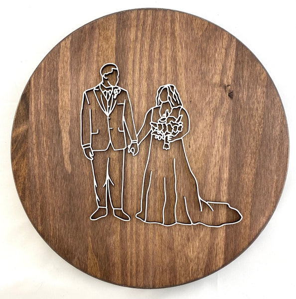 Wooden Couple's Portrait: A timeless and romantic gift for wife, a silhouette artwork for enduring home decor