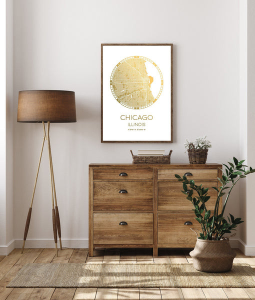 Gold Foil City Map: A meaningful and romantic gift for wife, shimmering art print of a special city's map