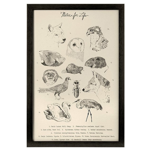 Mates for Life Print: A symbolic and romantic gift for wife, an art print representing lifelong devotion through animal pairings