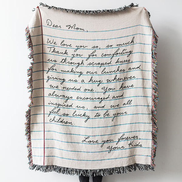 Hand-written Letter Blanket: A cozy and romantic gift for wife, personalized blanket with a handwritten letter printed on it