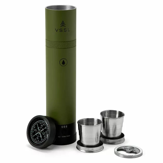 Wilderness Navigation Flask, a unique birthday gift for dads who enjoy outdoor adventures and a good drink