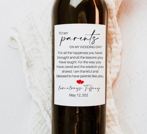 Personalized To My Parents Wine Labels