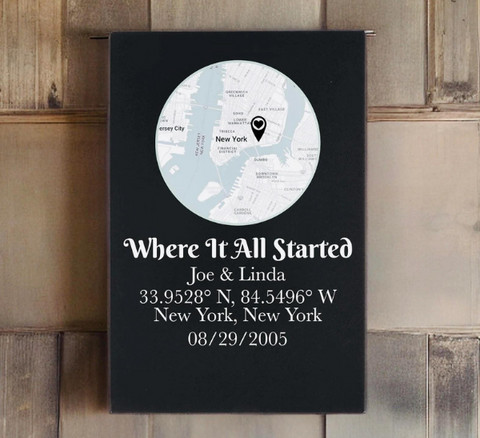 Customizable Location Coordinates Sign for Anniversary