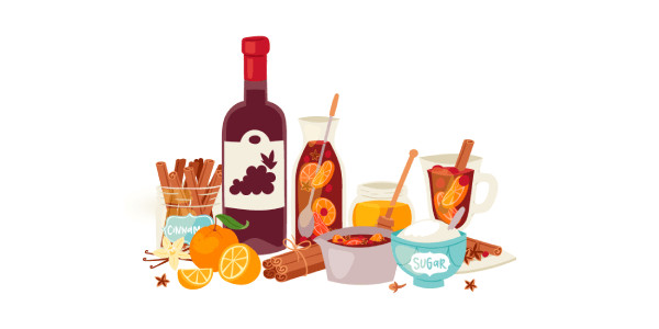 Mulled wine in a glass