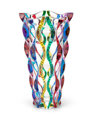 Venetian Ribbon Crystal Vase