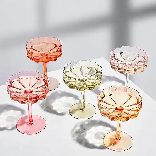Vintage Flower Cocktail Glasses, perfect christmas gifts for friends