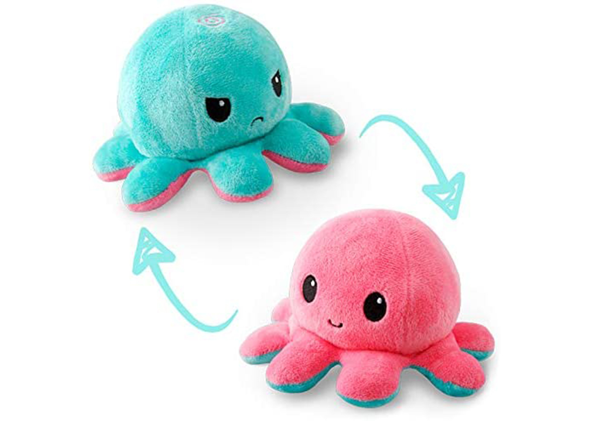 TeeTurtle Reversible Octopus Plushie, showing both happy and angry sides, highlighting its fun and expressive design as a trending toy.