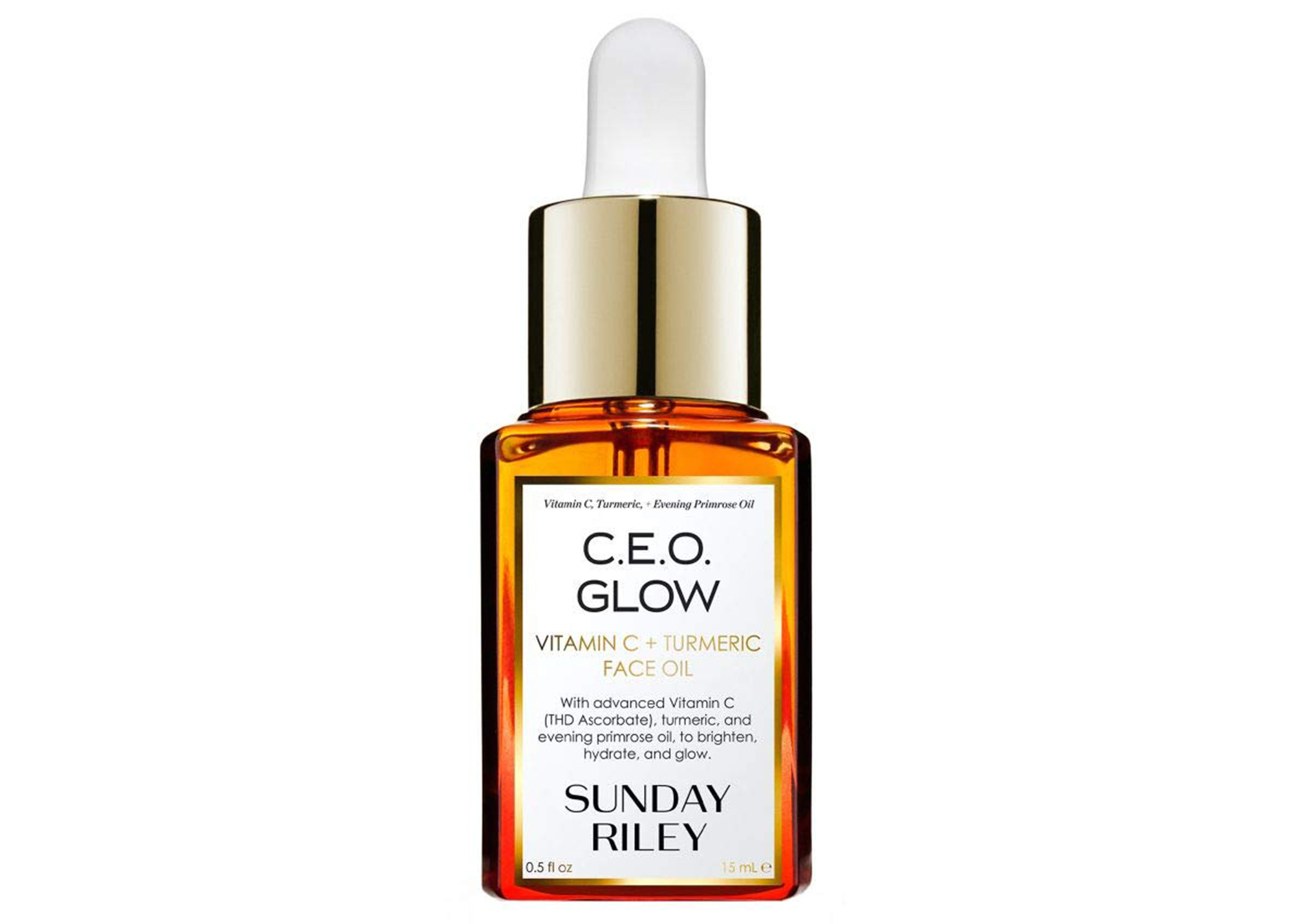 Bottle of Sunday Riley C.E.O. Glow Face Oil, showcasing the packaging and branding of this luxury skincare product available on Amazon.