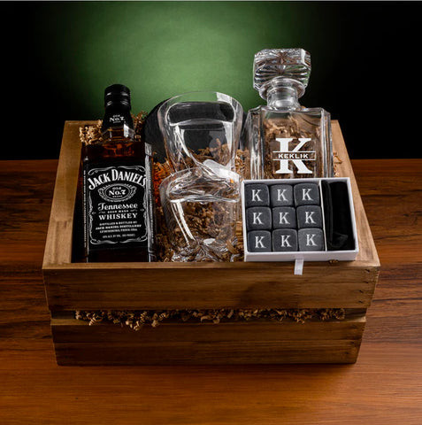 Timeless Treasures: Alcohol Wedding Gift Set with Custom Glassware