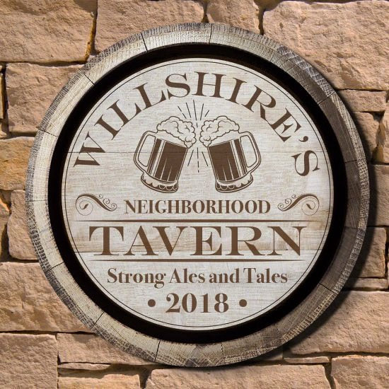 Ales and Tales custom bar sign, a personalized wooden sign for dad's home bar as a 60th birthday gift