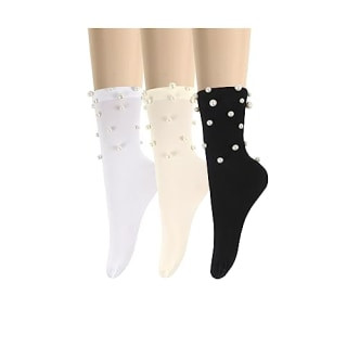 Pearl-embellished socks, a fashionable and funny twist on a classic sock gift