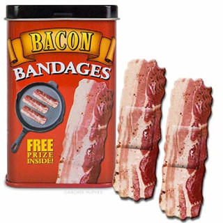 Funny bacon bandages gag gift: Accoutrements Bacon Strips Bandages, for minor ouchies