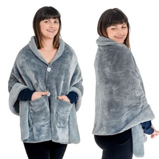 Premium Double Layer Poncho Blanket Christmas Gift for Grandma