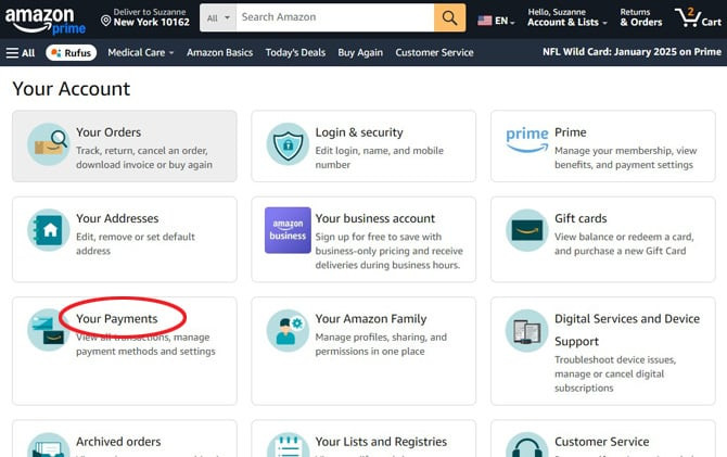 Amazon Your Account Payment Options