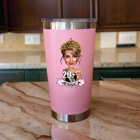 Birthday Diva Tumbler with custom cartoon design