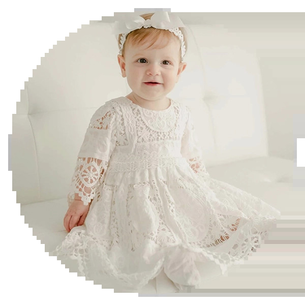 Adeline Lace Christening Gown &amp; Bonnet by Baby, Beau and Belle, an exquisite baptism outfit often gifted by godparents, symbolizing purity and grace.