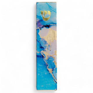 Blue Marble Glass Mezuzah