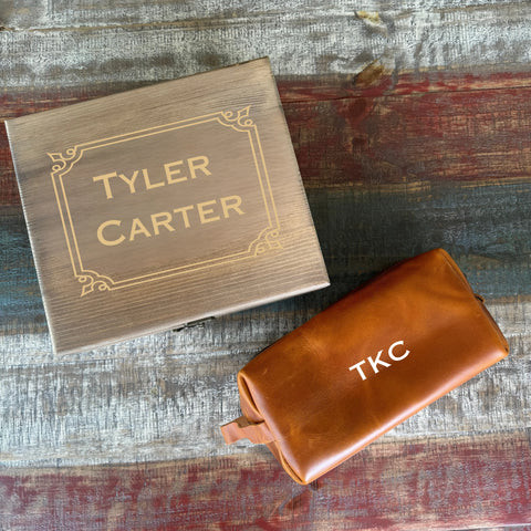 Personalized Leather Toiletry Bag for Men