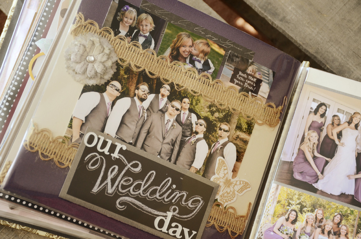 Wedding Ceremony Photo Collage Page in Scrapbook