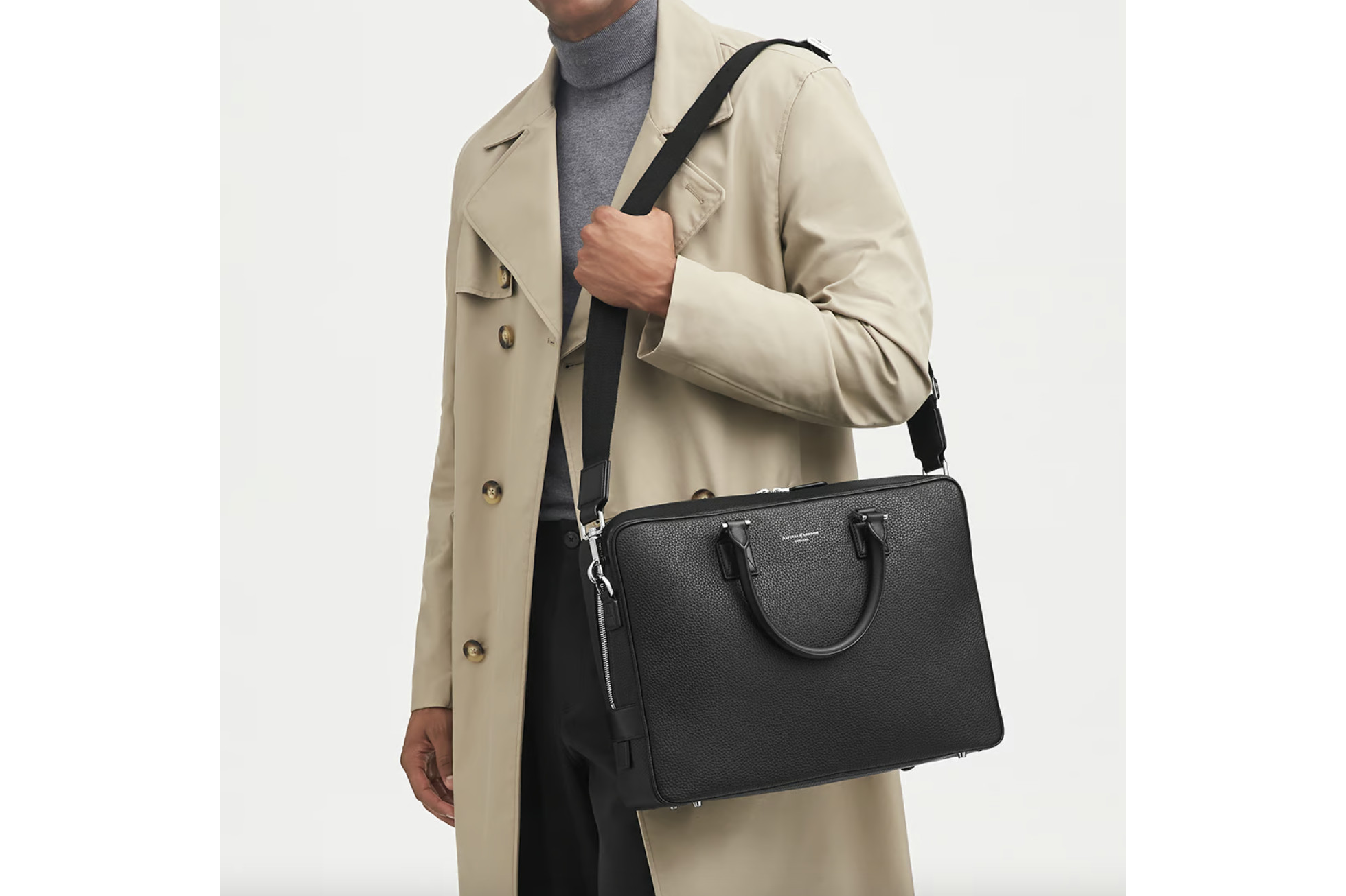 Aspinal of London Mount Street Leather Laptop Briefcase, a business luxury gift for men