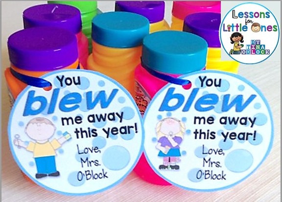Delightful end of the year student gifts - bubbles, showcasing bubble bottles and tags ideal for expressing teacher's pride in students.