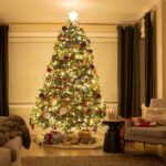 Elegant Christmas tree with beautifully wrapped gifts underneath