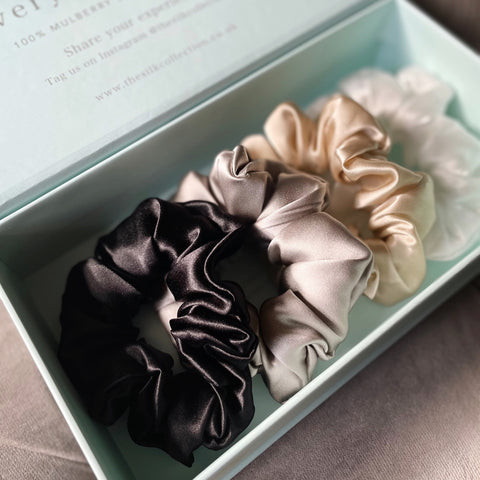 Silk scrunchie set, stylish and hair-friendly gift
