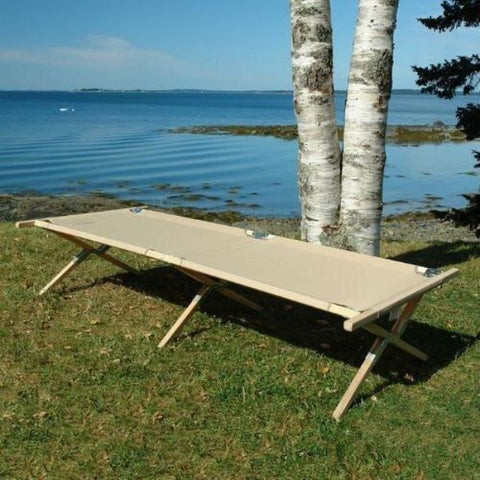 White canvas camping cot gift