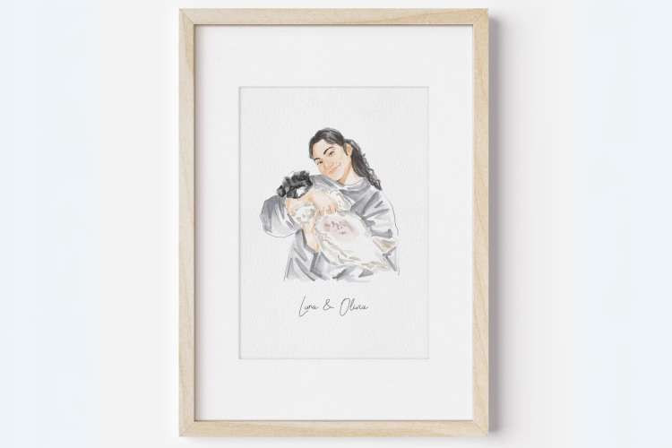 Custom couple portrait, a personalized birthday gift idea for wife, capturing a special moment in art (via Etsy)