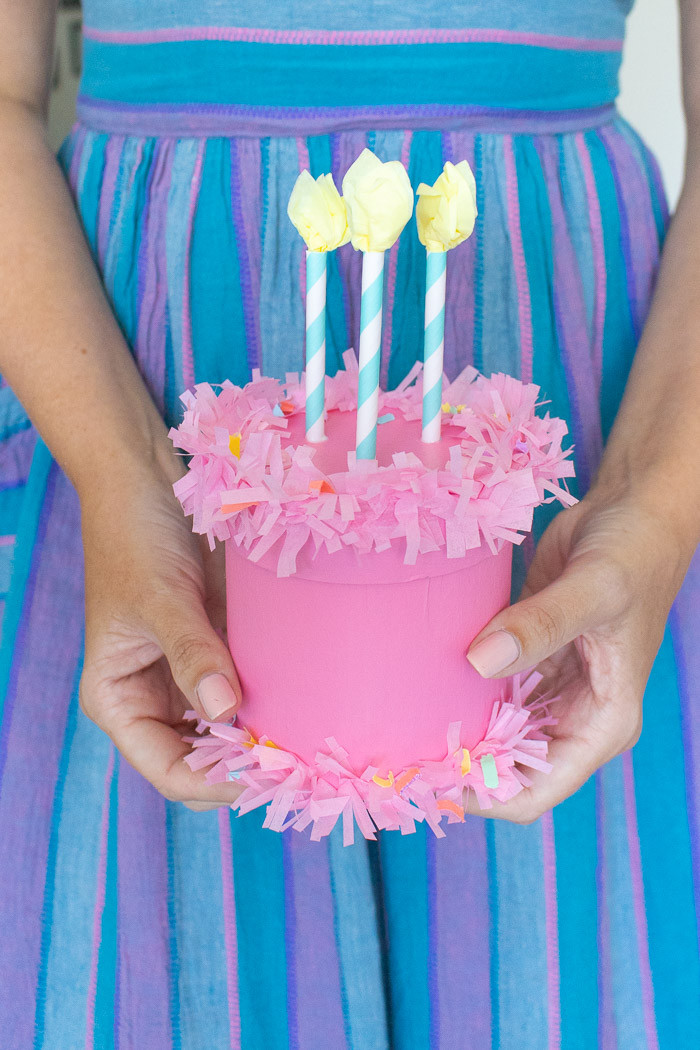 DIY Birthday Cake Gift Box Side View