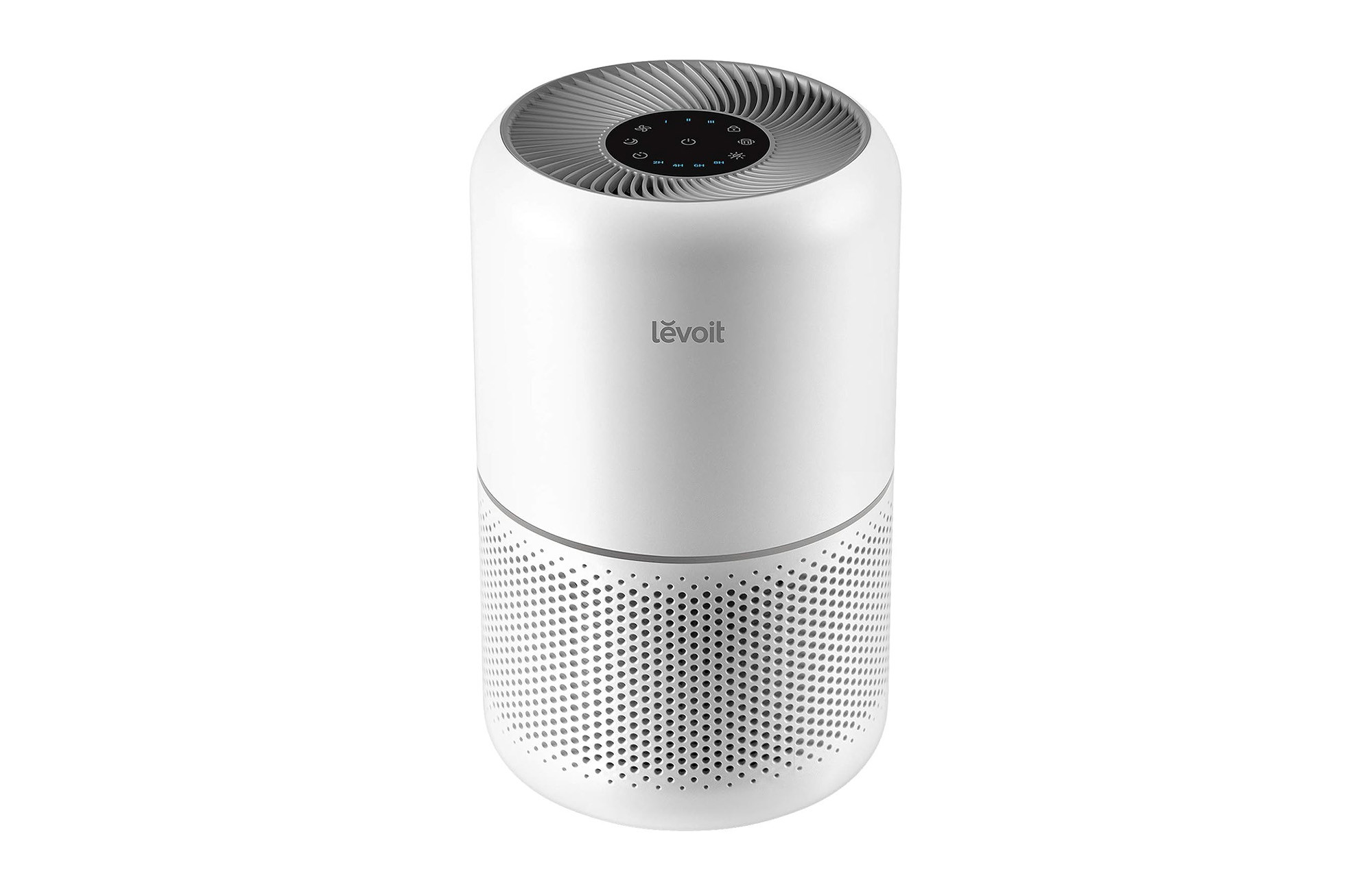 LEVOIT Air Purifier, showcasing its sleek design and digital display, emphasizing its function for improving indoor air quality at home.