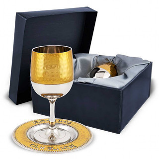 Elegant Gold &amp; Silver Wine Blessing Kiddush Cup