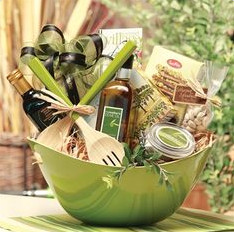 Spicy food gift basket with hot sauces and peppers