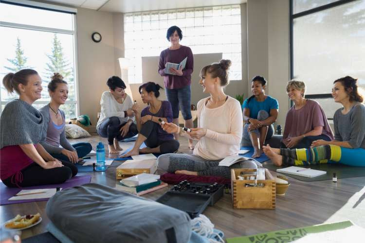 Fitness retreat, a rejuvenating random birthday gift idea for wife, focusing on wellness, exercise, and couple's bonding (via Canva)
