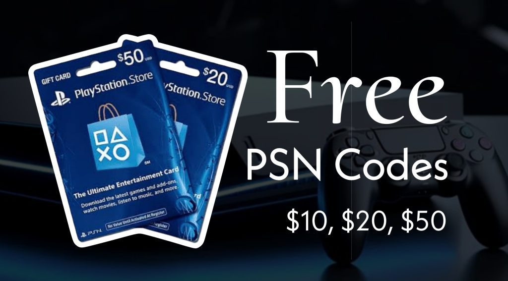 A digital display showcasing the text "Free PSN Codes" highlighting the concept of obtaining PlayStation Network credits without direct payment.