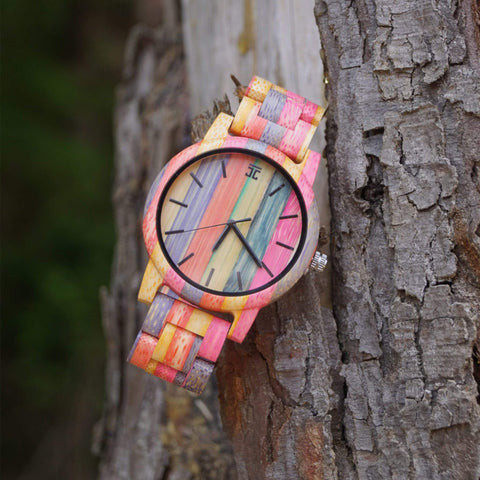 Fruitloops Bamboo Watch: Eco-friendly bamboo wristwatch with Japanese quartz movement, stylish 4th anniversary present